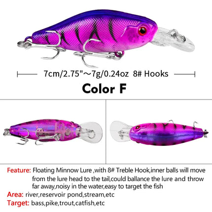 PROBEROS Luya Minnow Bait 7cm 8g plastic bionic hard bait Luya bait fishing gear DXM007 Lureswholesale