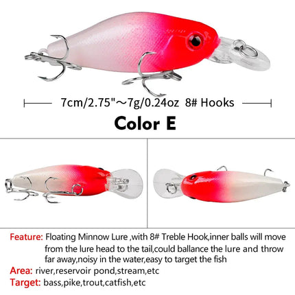 PROBEROS Luya Minnow Bait 7cm 8g plastic bionic hard bait Luya bait fishing gear DXM007 Lureswholesale