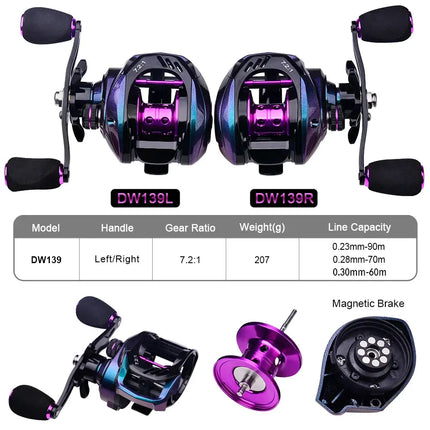 PROBEROS Saltwater Bait Cast Reel Freshwater Sea Fishing Reel 7.2:1 High Speed Baitcasting Reel Lureswholesale