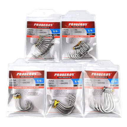 PROBEROS Saltwater Fishing Hook SJ42 Jigging Hook 1/0#-13/0# Stainless Steel Fishhook Jig Bait Assist Hook Lureswholesale