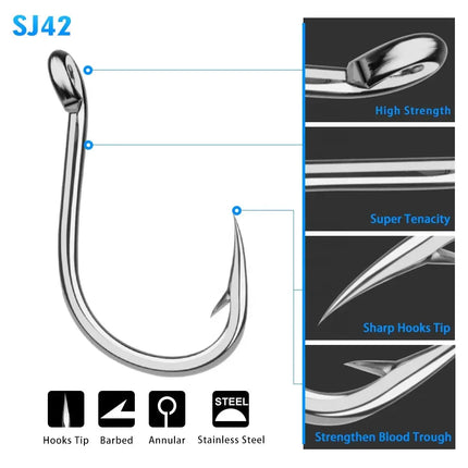 PROBEROS Saltwater Fishing Hook SJ42 Jigging Hook 1/0#-13/0# Stainless Steel Fishhook Jig Bait Assist Hook Lureswholesale