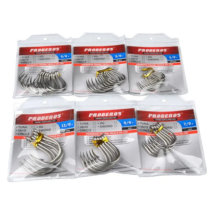 PROBEROS Saltwater Fishing Hook SJ43 JIGGING HOOK 1/0#-13/0# Stainless Steel Fishhook Ocean Bait Jig Hook Lureswholesale