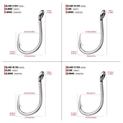 PROBEROS Stainless Steel Fishing Hook Saltwater Jigging Hook 1/0#-13/0# Fishhook Jig Bait Assist Hook Wholesale Lureswholesale