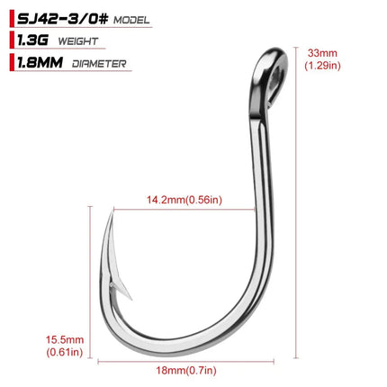 PROBEROS Stainless Steel Fishing Hook Saltwater Jigging Hook 1/0#-13/0# Fishhook Jig Bait Assist Hook Wholesale Lureswholesale