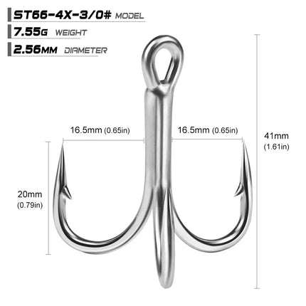 PROBEROS Super Strong 4X Treble Hook High Carbon Steel Fishing Hooks Bright Tin Hard Bait Accessaries Hook Wholesale Lureswholesale