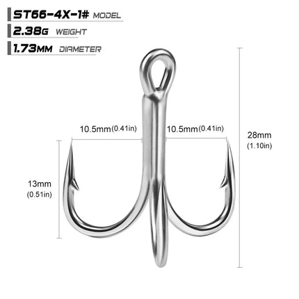 PROBEROS Super Strong 4X Treble Hook High Carbon Steel Fishing Hooks Bright Tin Hard Bait Accessaries Hook Wholesale Lureswholesale