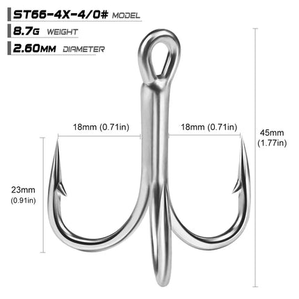 PROBEROS Super Strong 4X Treble Hook High Carbon Steel Fishing Hooks Bright Tin Hard Bait Accessaries Hook Wholesale Lureswholesale