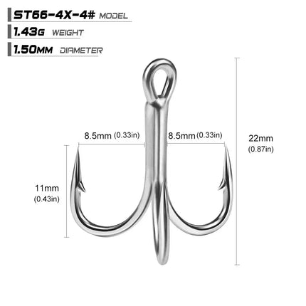 PROBEROS Super Strong 4X Treble Hook High Carbon Steel Fishing Hooks Bright Tin Hard Bait Accessaries Hook Wholesale Lureswholesale