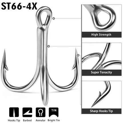 PROBEROS Super Strong 4X Treble Hook High Carbon Steel Fishing Hooks Bright Tin Hard Bait Accessaries Hook Wholesale Lureswholesale