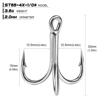 PROBEROS Super Strong 4X Treble Hook High Carbon Steel Fishing Hooks Bright Tin Hard Bait Accessaries Hook Wholesale Lureswholesale