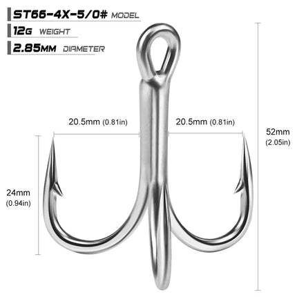 PROBEROS Super Strong 4X Treble Hook High Carbon Steel Fishing Hooks Bright Tin Hard Bait Accessaries Hook Wholesale Lureswholesale