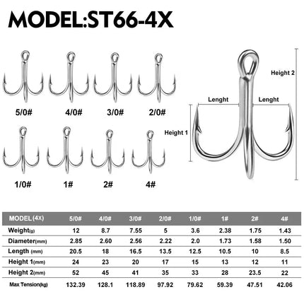 PROBEROS Super Strong 4X Treble Hook High Carbon Steel Fishing Hooks Bright Tin Hard Bait Accessaries Hook Wholesale Lureswholesale