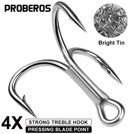 PROBEROS Treble Fishing Hooks 4X ST66 High Carbon Steel Hook 4#-5/0# High Strength Hooks Tackle 10pcs/box Lureswholesale