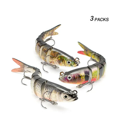 Plastic Fish Lure Set 3pcs Jointed Hard Bait Wobblers Swimbait Crankbait Swim Bass Pike Fishing tackle lure Lureswholesale