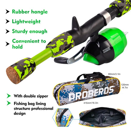 Portable Mini Telescopic Pole Kids Fishing Rod and Reel Combo Kit with Spincast Wheel and Tackle Box Lureswholesale