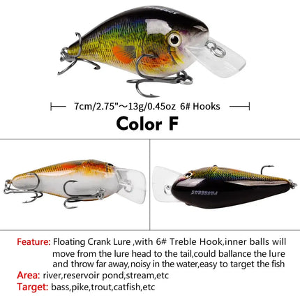 Proberos Fishing Lures 7cm 13g Hard Baits Topwater Lures Crank Bait Kit Fishing Tackle Lureswholesale