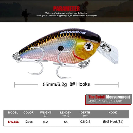 Proberos Small Rock Hard Bait Plastic Minnow Bionic bait with accessory Lureswholesale