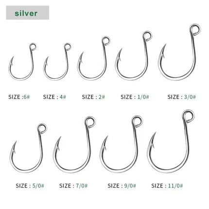 Saltwater Fishing Hook High-Carbon Steel Single Hooks Sea Jigging Fishhook High Strength Hooks 20pcs/Bag Lureswholesale