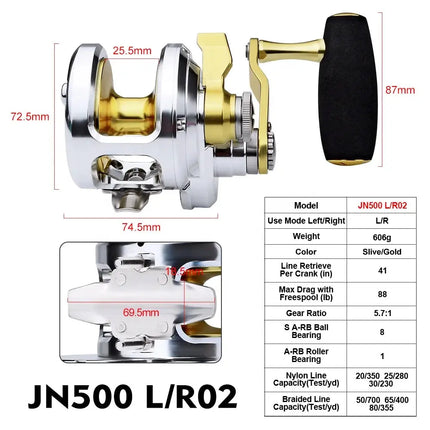 Saltwater Jigging Reel Big Game Trolling Fishing Reel CNC Jigs Fishing Wheel Levelwind Conventional Reel Wholesale Lureswholesale