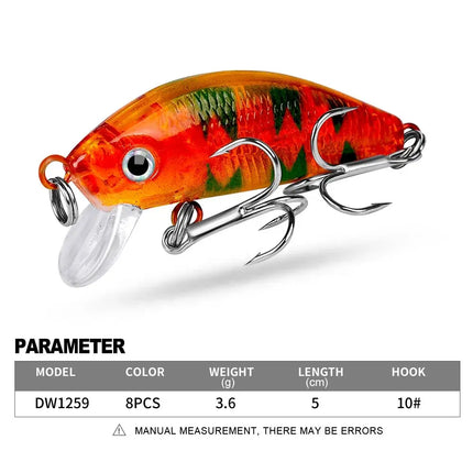 Sea Bass Fishing Lures 5cm 3.6g Floating CrankBait Crank Bait Tackle Artificial Hard Fishing Lure Lureswholesale