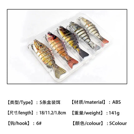 Segmented swimbait in plastic box packaging fishing bait kit wholesale ABS jointed lures Fish Lure Set Fishing Lure Kit Lureswholesale