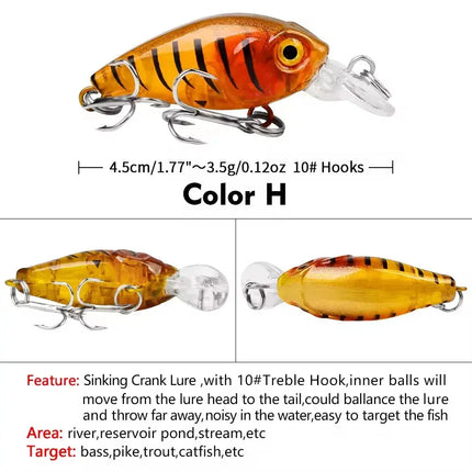 Sinking Minnow Fishing Lure Mini Crank Bass Bait Wobblers Hard Crankbait Fishing Tackle Lureswholesale