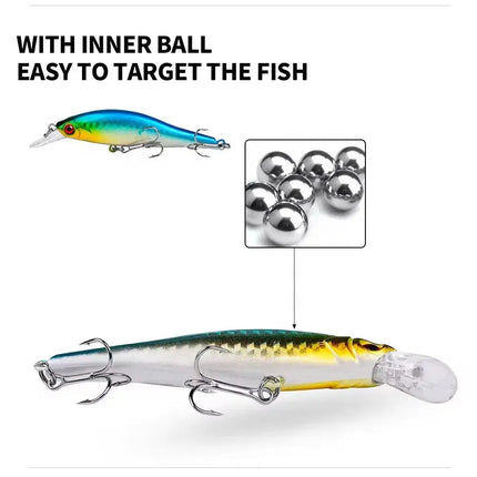 Sinking Minnow Fishing Lure Pike Artificial Wobbers Hard Plastic Crank Bait With Treble Hook Lureswholesale