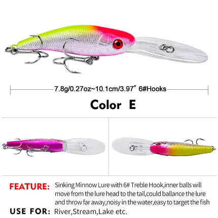 Sinking Minnow Fishing Lure with Treble Hooks 3D Eyes Freshwater Saltwater Fishing Lures Lureswholesale