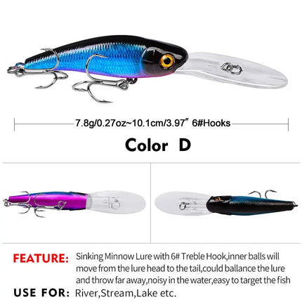 Sinking Minnow Fishing Lure with Treble Hooks 3D Eyes Freshwater Saltwater Fishing Lures Lureswholesale