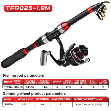 Spinning Telescopic Fishing Rod and Reel Combo Kit Set with Line Lures Hooks Reel and Carry Bag Fishing Tackle Lureswholesale