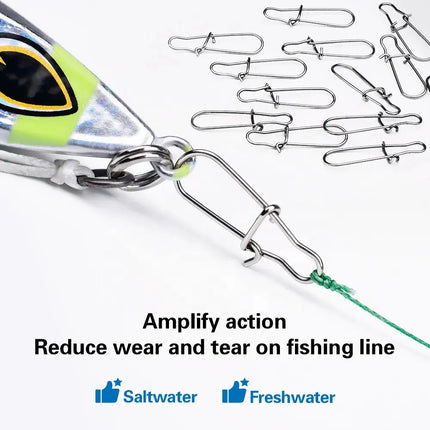 Stainless Steel Fishing Snap Swivel Hooked Snap Pin Fastlock Clip Accessories Tackle for Lure Hook Wholesale Lureswholesale