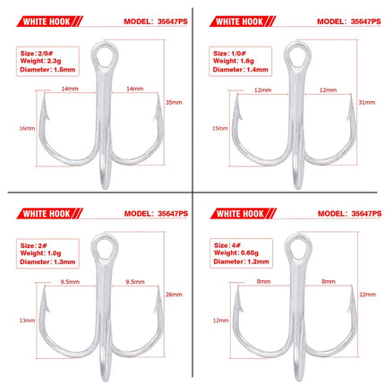 Strong High Carbon Steel Round Bend Treble Hooks Standard Strength Hook Fishing Tackle Lureswholesale