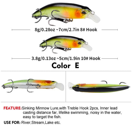 Submerged Minoluya bait 5cm 7cm plastic bait bionic hard bait freshwater sea fishing bass beak lure Lureswholesale