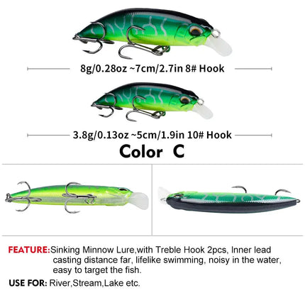 Submerged Minoluya bait 5cm 7cm plastic bait bionic hard bait freshwater sea fishing bass beak lure Lureswholesale