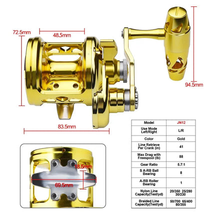 T-bar Jigging Fishing Reels Saltwater Trolling Reel with Lever Drag System 40kg Power Boat Casting Wheel Lureswholesale