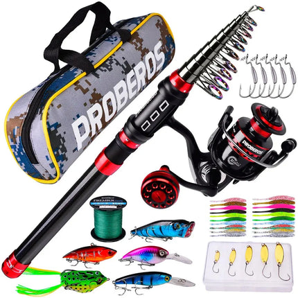 Telescopic Fishing Rod and Reel Combo Kits Portable Sea Fishing Pole + Spinning Reel Fishing Line Bait Set Gifts Lureswholesale