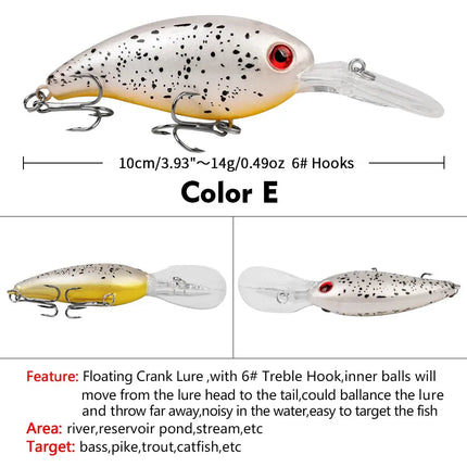 Top water Floating Crankbait 10cm 14.5g Pike Fishing Lures for Bass Tackle Swimbait Lureswholesale