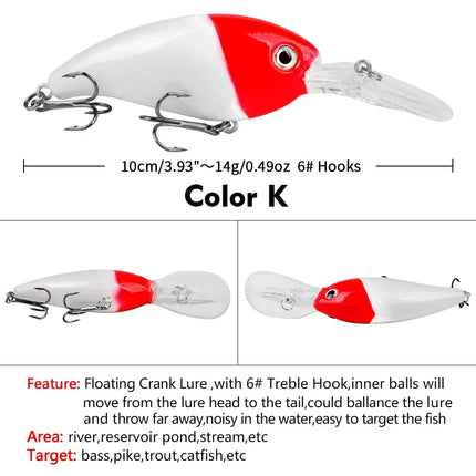 Top water Floating Crankbait 10cm 14.5g Pike Fishing Lures for Bass Tackle Swimbait Lureswholesale