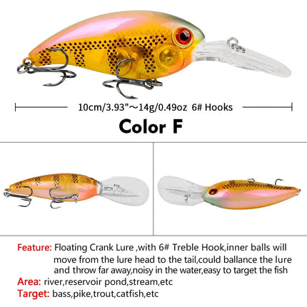 Top water Floating Crankbait 10cm 14.5g Pike Fishing Lures for Bass Tackle Swimbait Lureswholesale