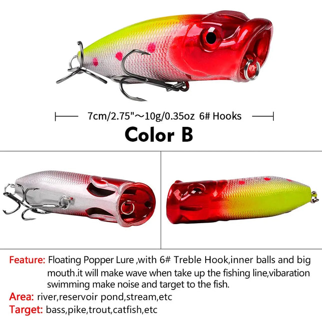 Topwater Fishing Lure 3D Life Like Eeyes Floating Bionic Artificial Hard Bait Freshwater Popper fishing lures Lureswholesale