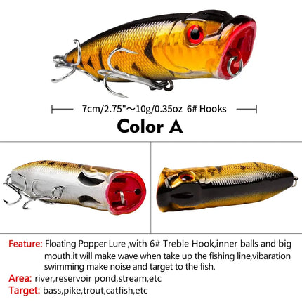 Topwater Fishing Lure 3D Life Like Eeyes Floating Bionic Artificial Hard Bait Freshwater Popper fishing lures Lureswholesale