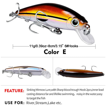 Topwater Minnow Lure 11g/3g Small Fat Plastic Crank Bait Black Fish Fishing Tackle Supplies Lureswholesale