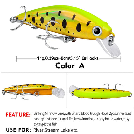 Topwater Minnow Lure 11g/3g Small Fat Plastic Crank Bait Black Fish Fishing Tackle Supplies Lureswholesale