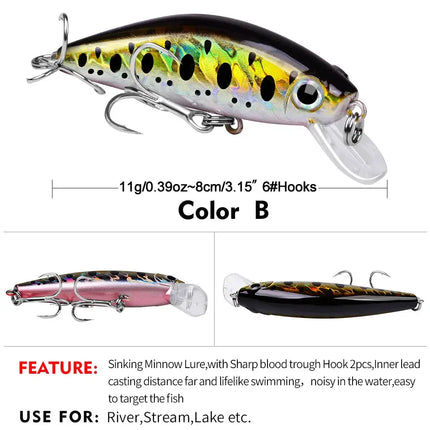 Topwater Minnow Lure 11g/3g Small Fat Plastic Crank Bait Black Fish Fishing Tackle Supplies Lureswholesale