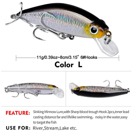 Topwater Minnow Lure 11g/3g Small Fat Plastic Crank Bait Black Fish Fishing Tackle Supplies Lureswholesale