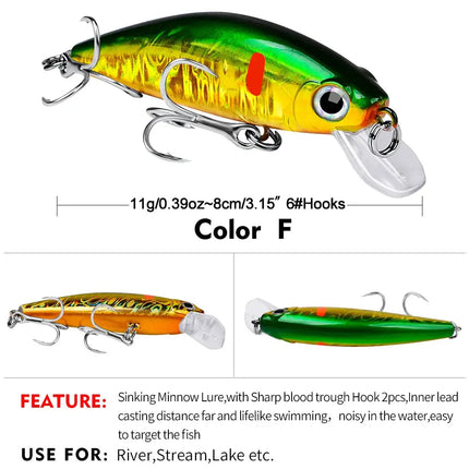 Topwater Minnow Lure 11g/3g Small Fat Plastic Crank Bait Black Fish Fishing Tackle Supplies Lureswholesale