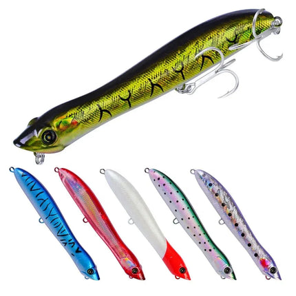 Topwater Popper Fishing Lure 12.5cm 19g Artificial Wobbler Rattlin Bass Bait Snake Head Lureswholesale