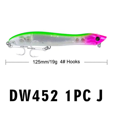 Topwater Popper Fishing Lure 12.5cm 19g Artificial Wobbler Rattlin Bass Bait Snake Head Lureswholesale