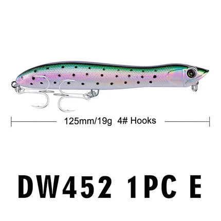 Topwater Popper Fishing Lure 12.5cm 19g Artificial Wobbler Rattlin Bass Bait Snake Head Lureswholesale