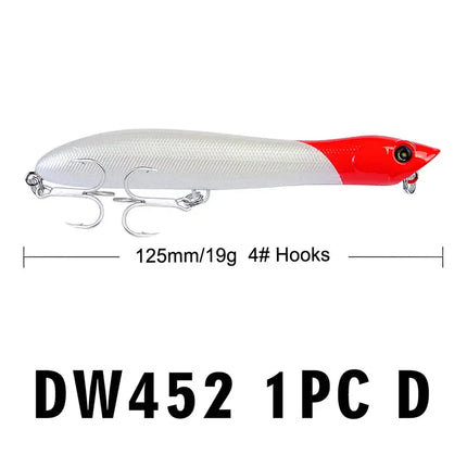 Topwater Popper Fishing Lure 12.5cm 19g Artificial Wobbler Rattlin Bass Bait Snake Head Lureswholesale